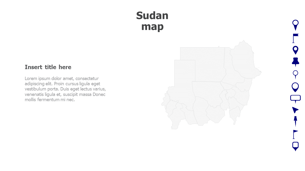Map,Editable map,pins,countries,counties,infographics,continent,powerpoint,powerpoint infographics,Google slides,Keynote,Sudan map