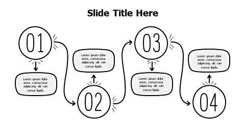 4 points doodle arrow steps with numbering infographic