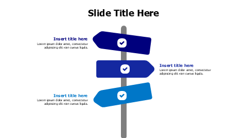 3 colored arrows on a signage stick infographic