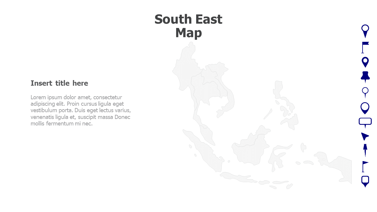 Map,Editable map,pins,countries,counties,infographics,continent,powerpoint,powerpoint infographics,Google slides,Keynote,South East Map