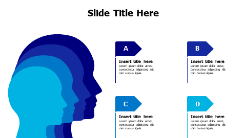 4 points colored overlayered heads infographic