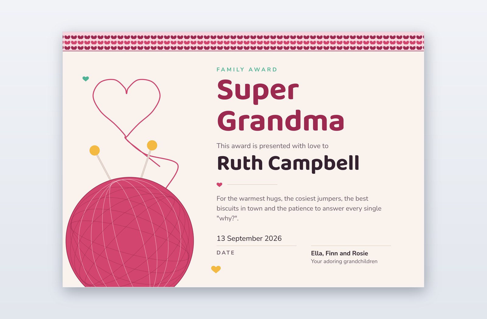 Free Super Grandma Award Template – Bobble | PPT-Design