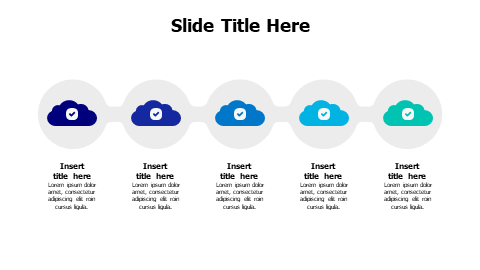 5 points colored clouds in circles infographic