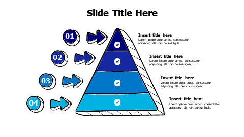 4 points divided doodle triangle with icons infographic