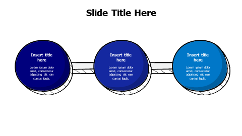 3 points doodle connected circles infographic PowerPoint Template