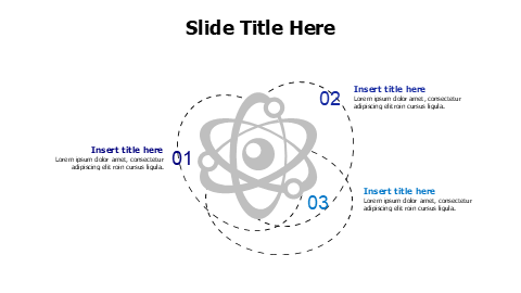3 points scientific atom infographic