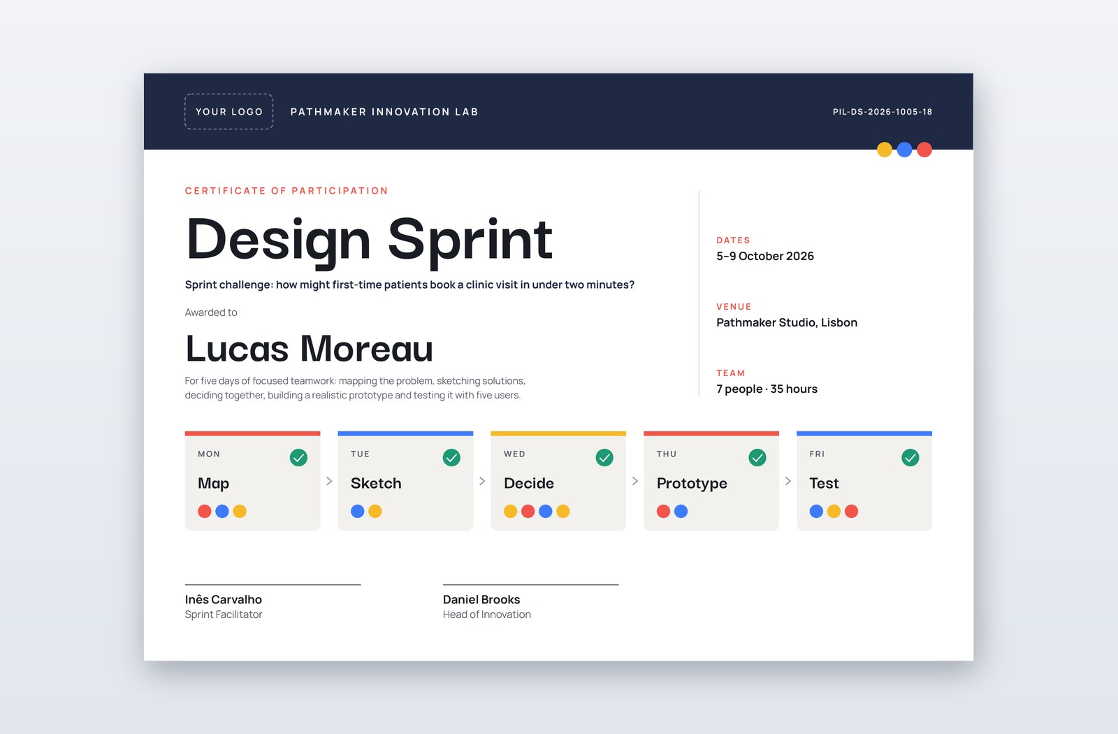 Free Design Sprint Participation Certificate Template – Dot Vote
