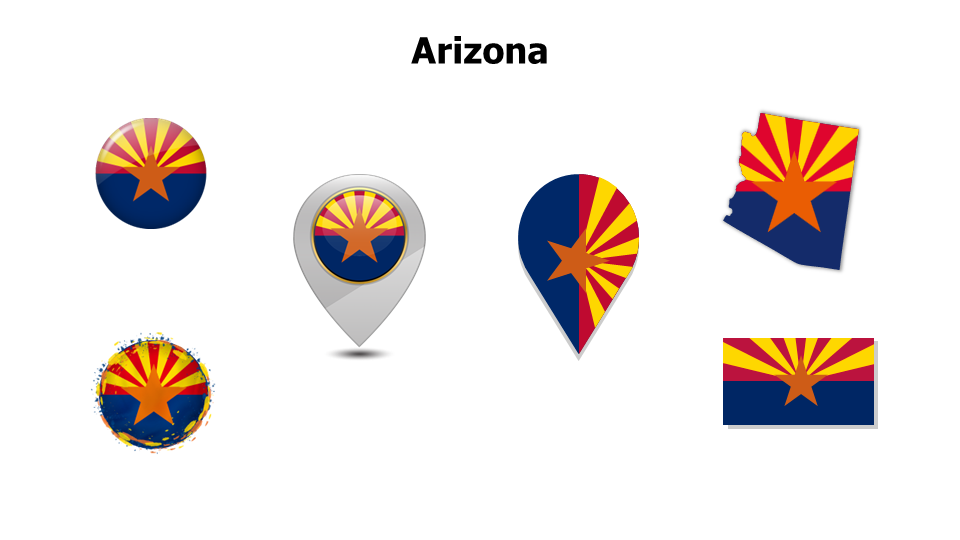 Arizona Flag Six Shape Variations Set