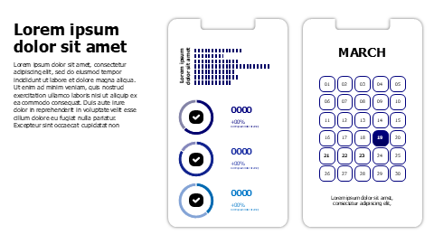 Doughnut charts and calendar dashboard