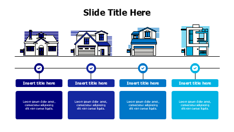 4 colored different types of houses infographic