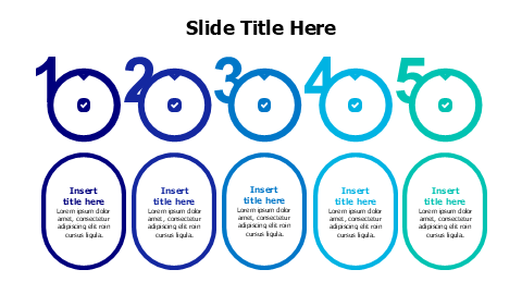 5 points colored circles with numbers infographic