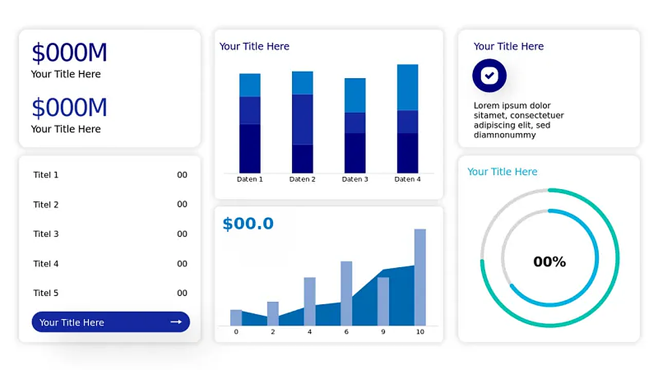 Multi-Chart Executive Dashboard Layout | PPT Design
