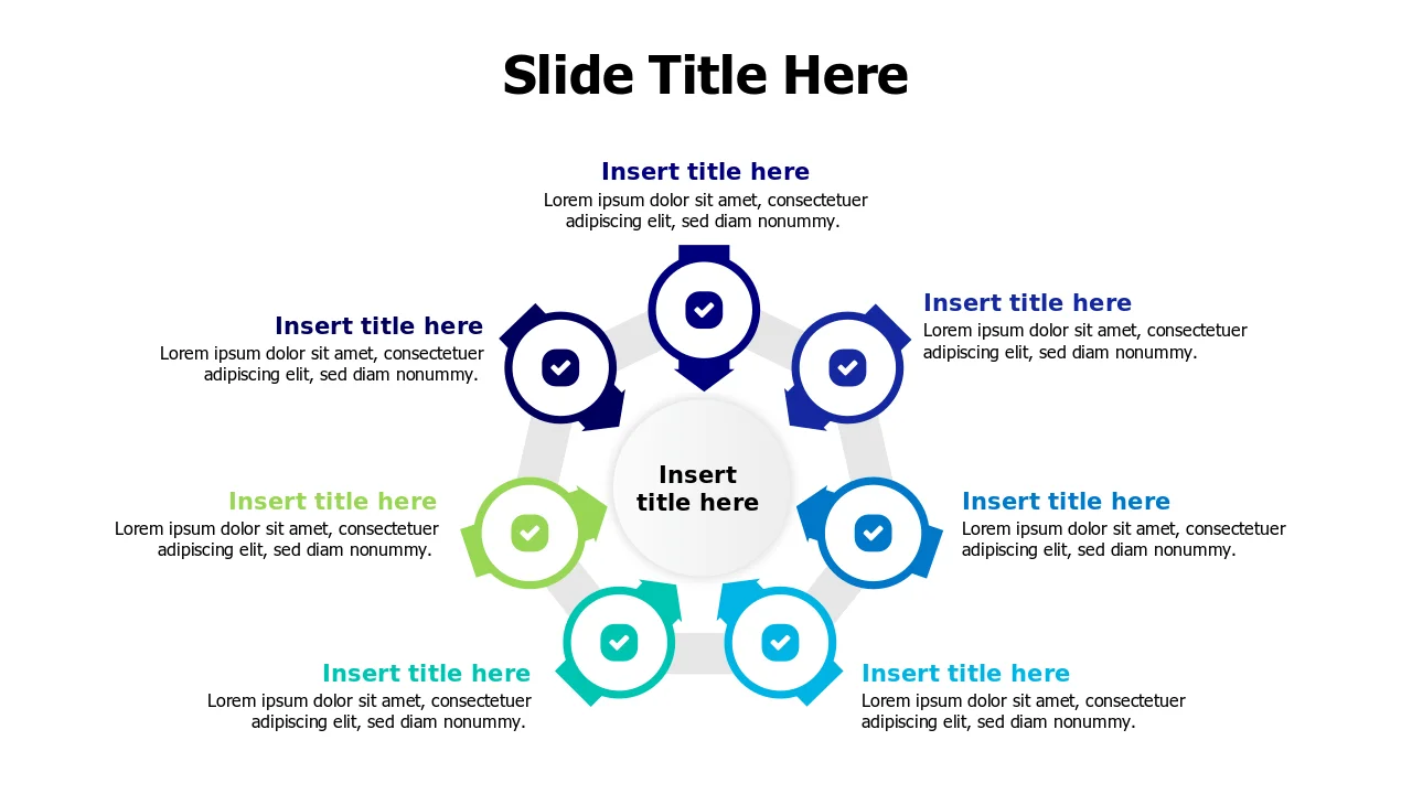 7-Point Circular Process Flow Chart | Round | PPT Design