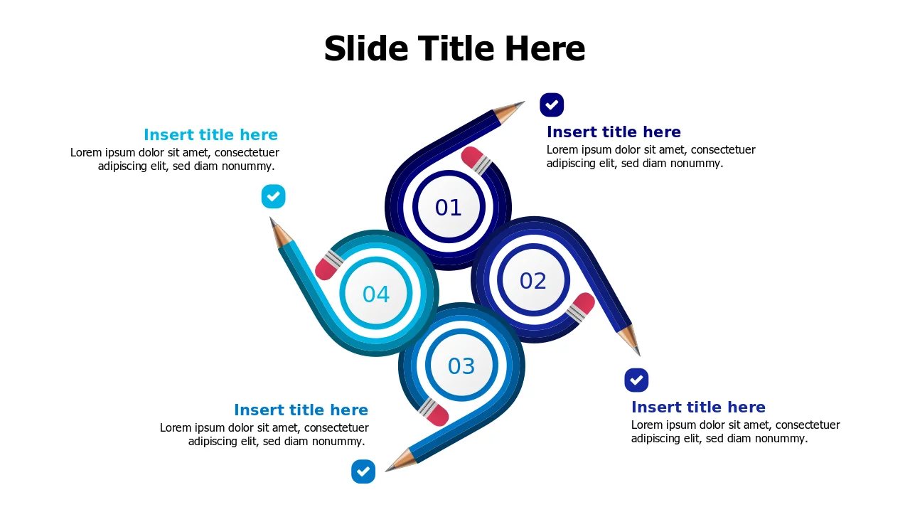 4-Step Process Pencil Circular Layout | PPT Design