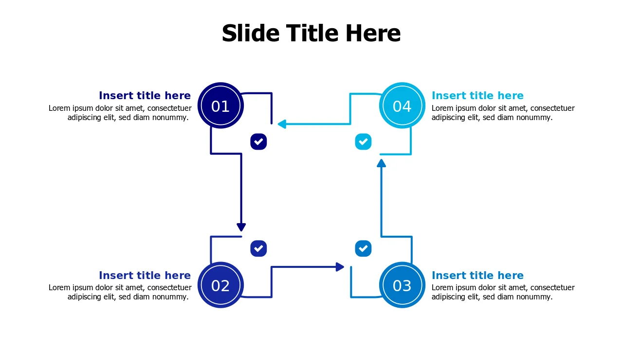 4-Step Cycle Process Flow Diagram | Arrows | PPT Design