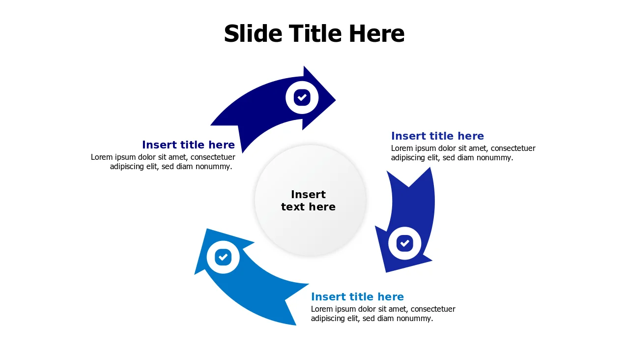 3-Step Circular Arrow Process Flow Diagram | PPT Design