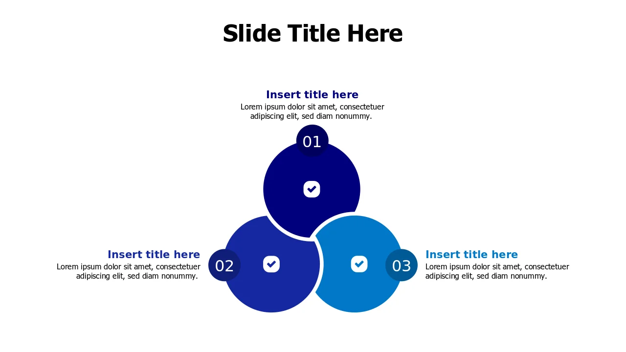 Three Step Process Venn Diagram Layout | PPT Design