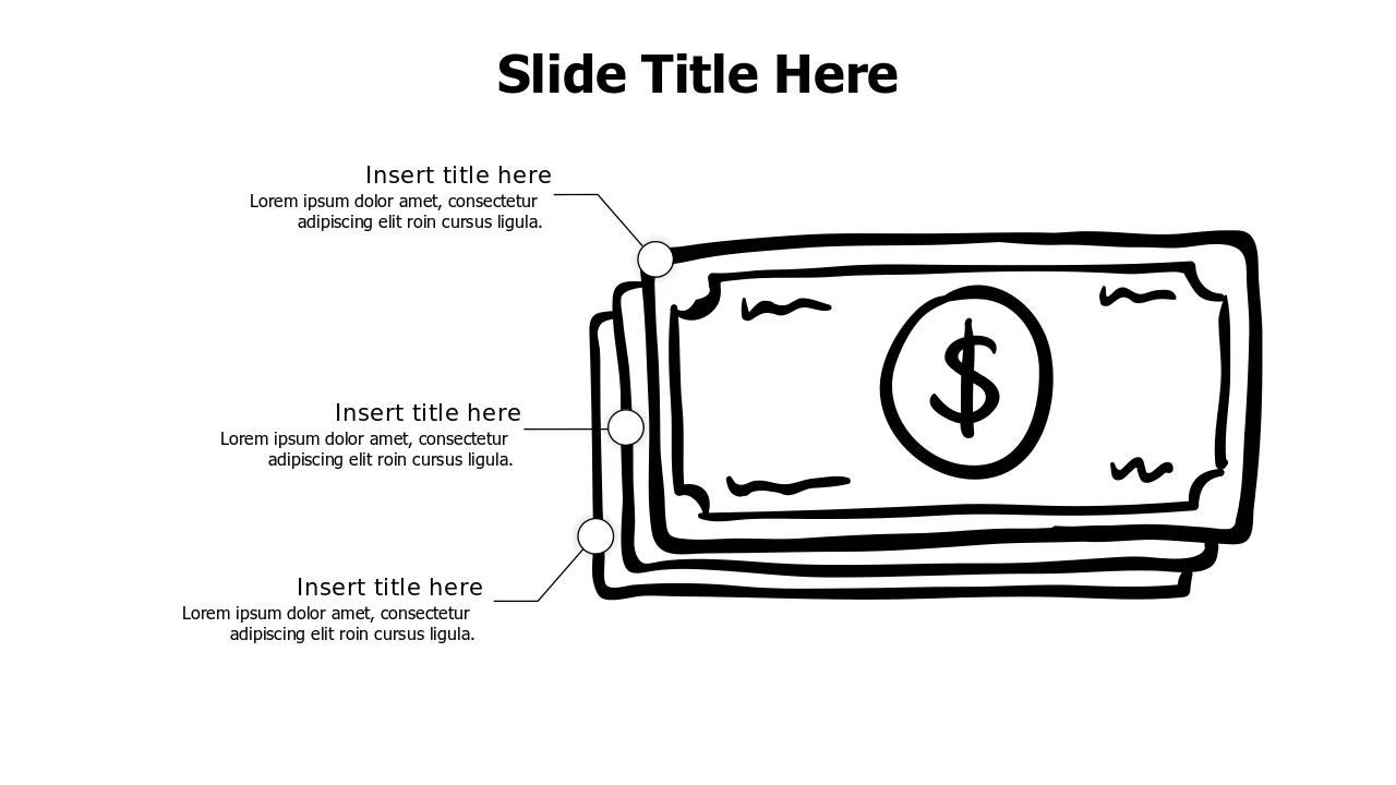 Three Point Dollar Stack Sketch Infographic | PPT Design