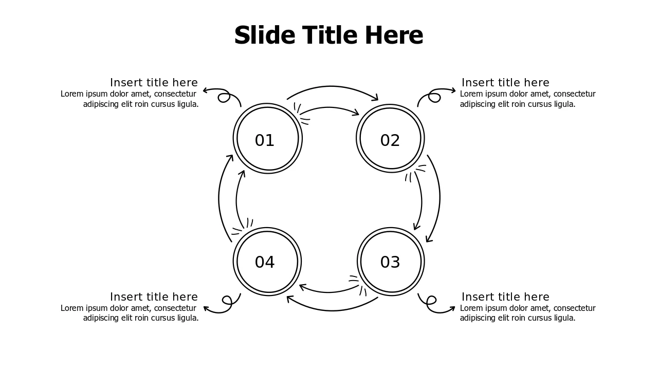 4-Step Circular Process Sketch Diagram | Arrows | PPT Design