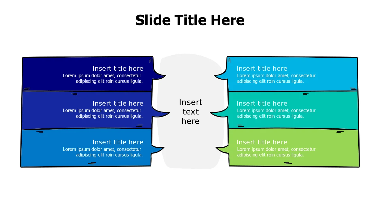 Six Point Gradient Speech Bubble Comparison | PPT Design