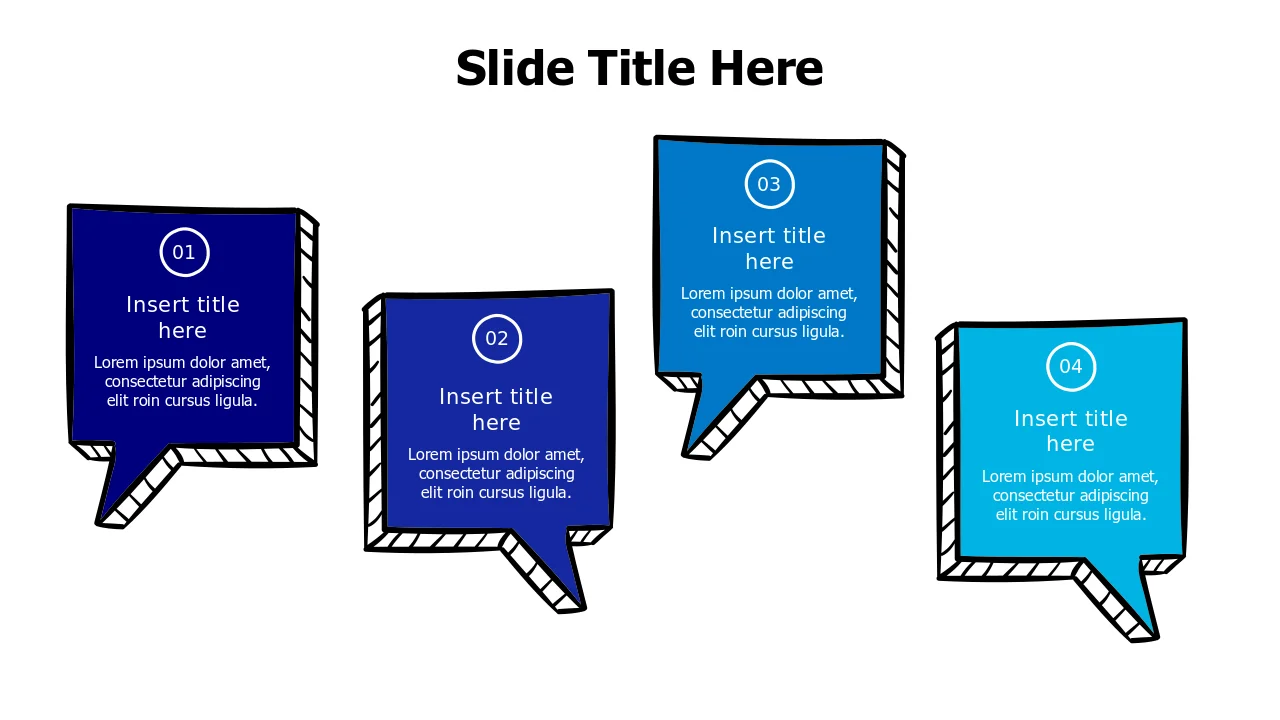 Four Step Process Speech Bubble Flow | PPT Design