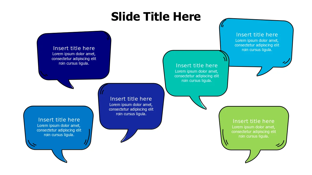 Six Point Discussion Speech Bubble Layout | PPT Design