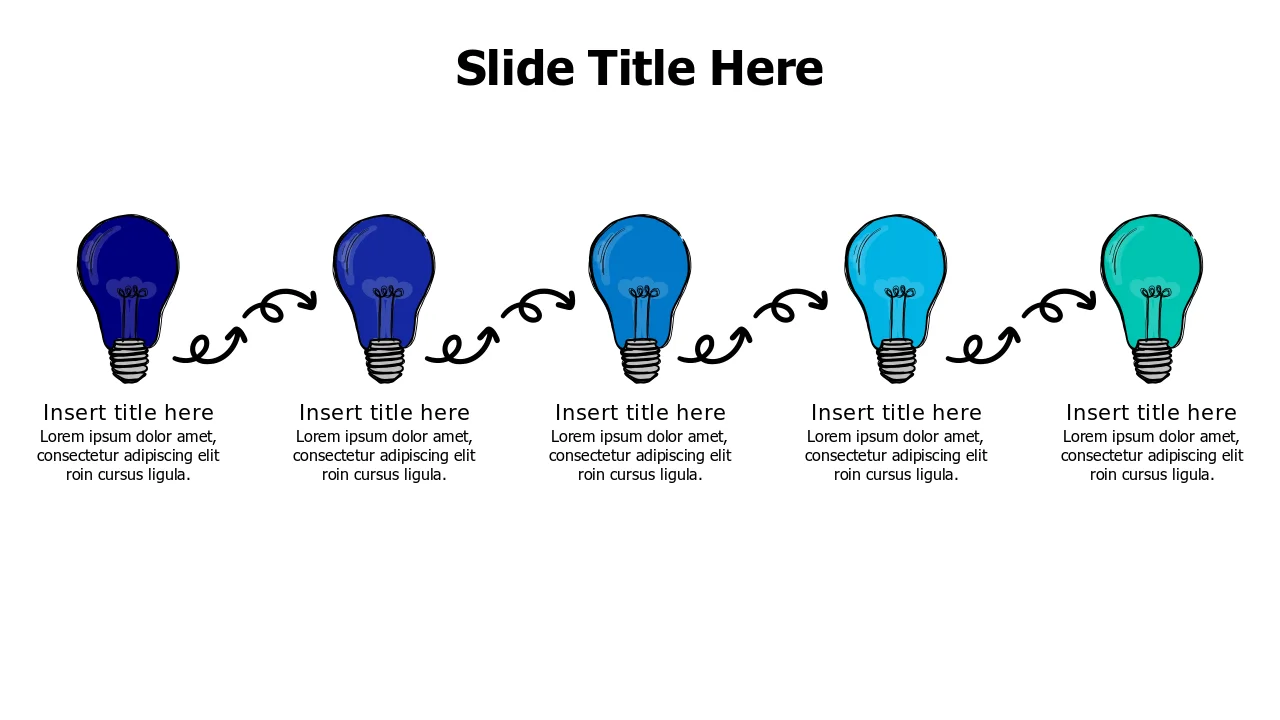 Five Step Innovation Process Light Bulb Chain | PPT Design