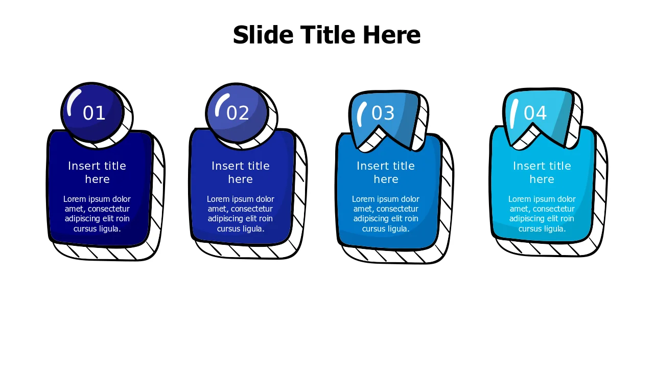 4-Step Numbered Doodle Process Cards | PPT Design