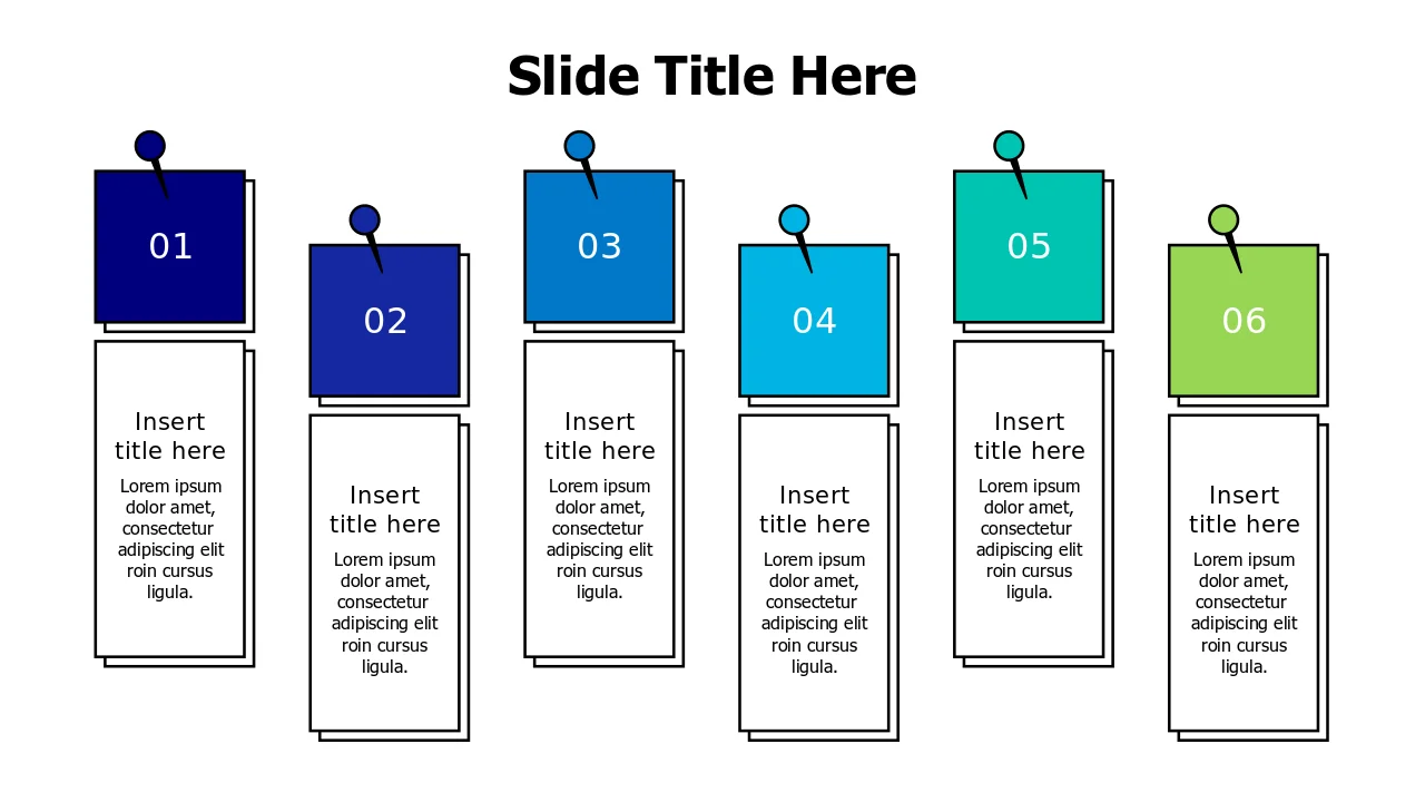 Powerpoint Note With Pin Six Step Paper Notes Pin Board Layout | PPT Design