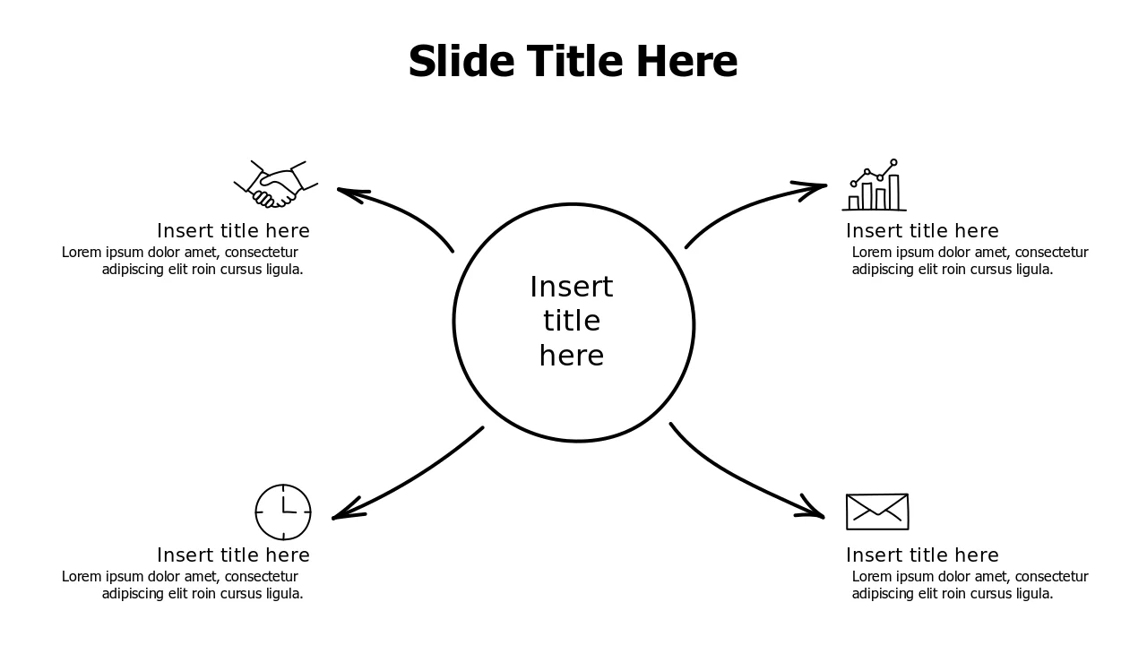 Central Hub Four Branch Doodle Diagram — Alterâ€¦ | PPT Design