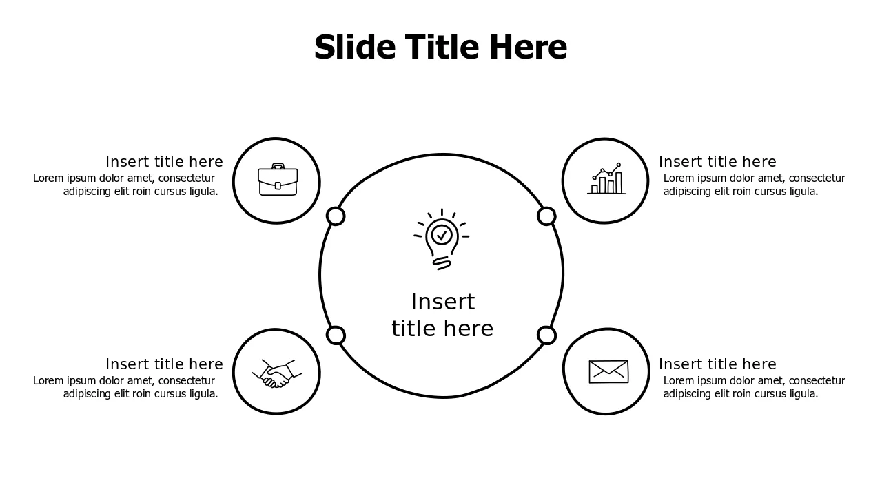 Four Point Central Hub Doodle Diagram | PPT Design