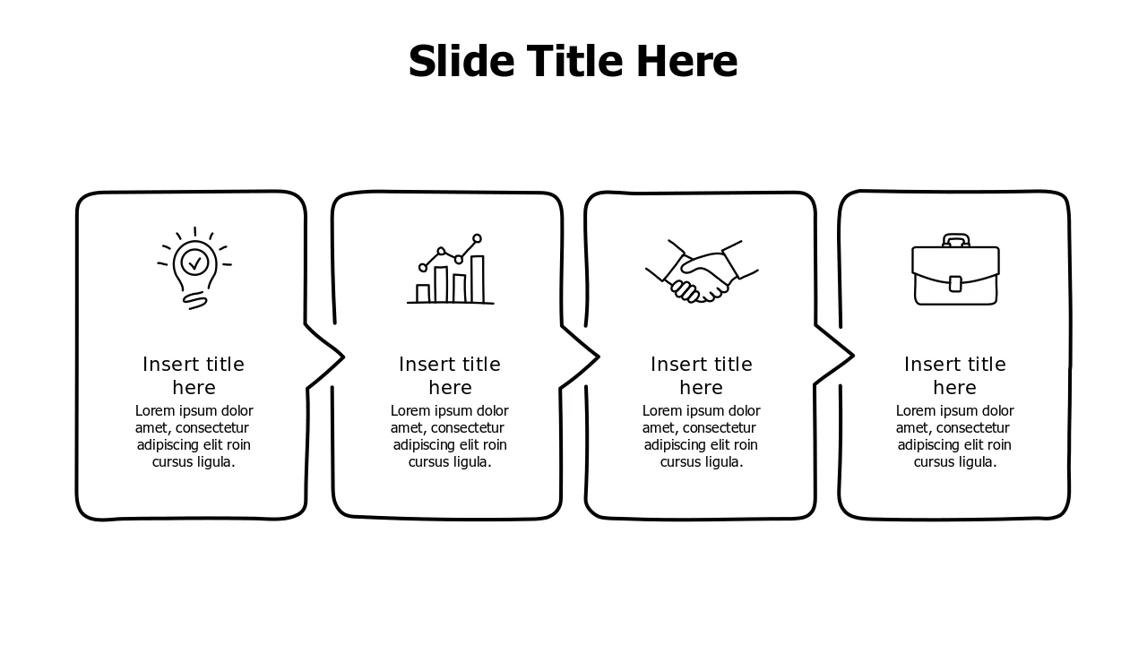 Four Step Process Chain Doodle Infographic | PPT Design