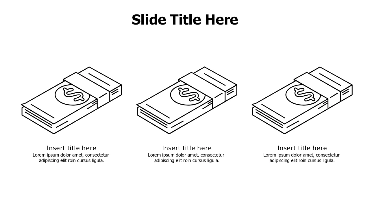 Three Stack Cash Bundle Outline Infographic | PPT Design