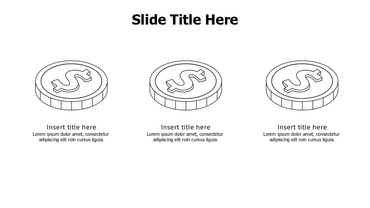 Three Column Coin Investment Outline Template | PPT Design