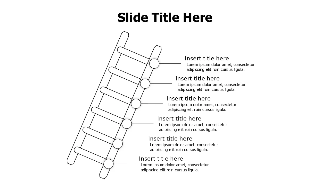 6-Step Ladder Progress Doodle Template | 3D | PPT Design