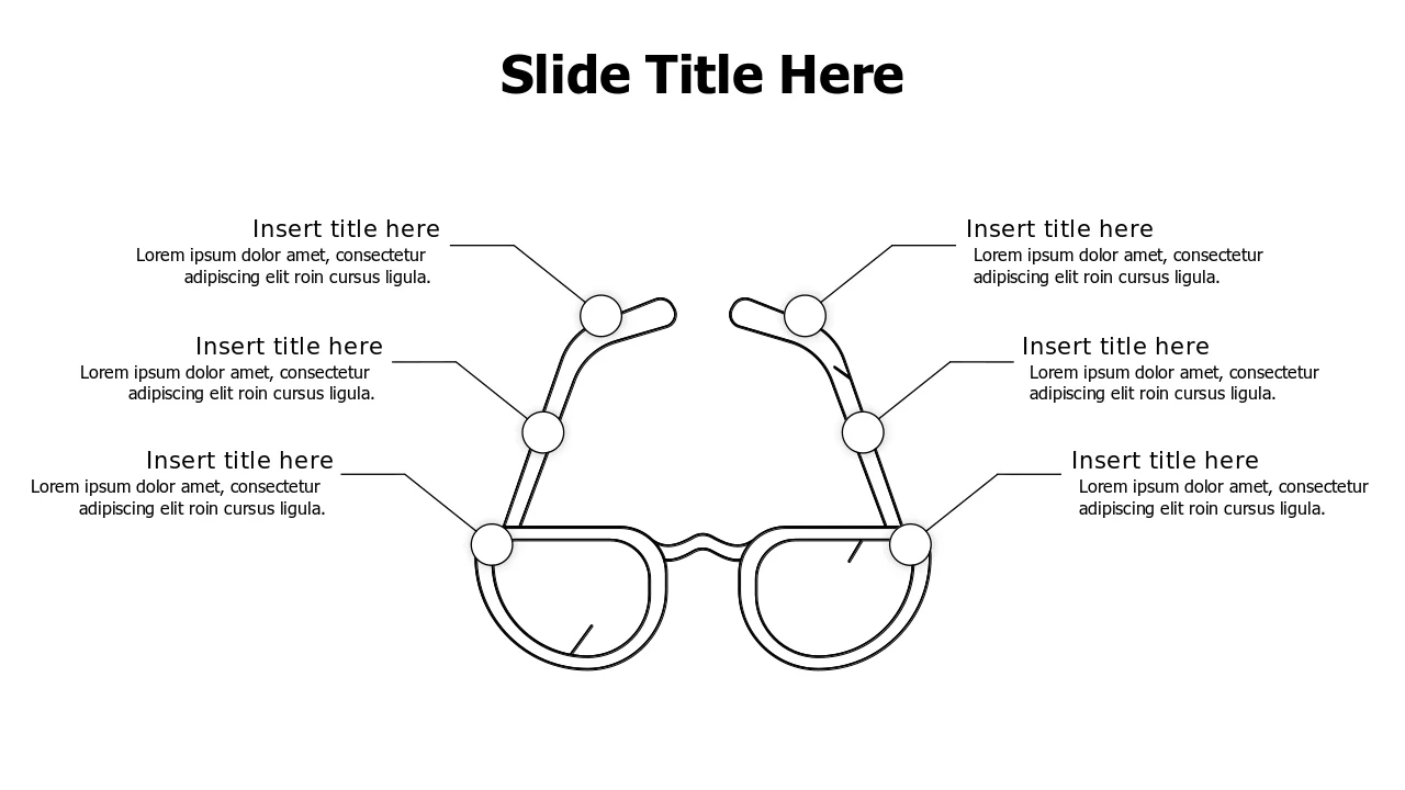 Vision Strategy Six Points Glasses Diagram | PPT Design
