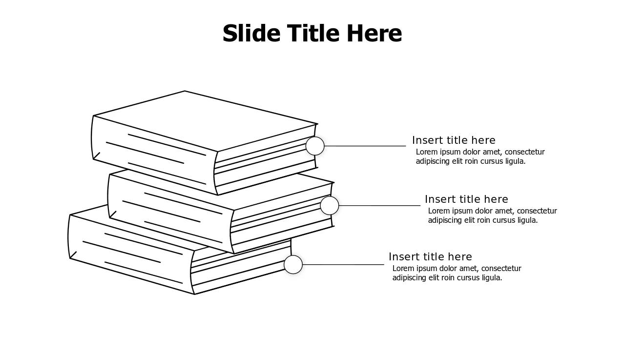 Three Stacked Books Outline Infographic | PPT Design