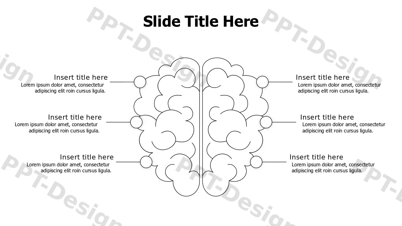 Six Point Brain Mapping Outline Infographic | Free PPT Template