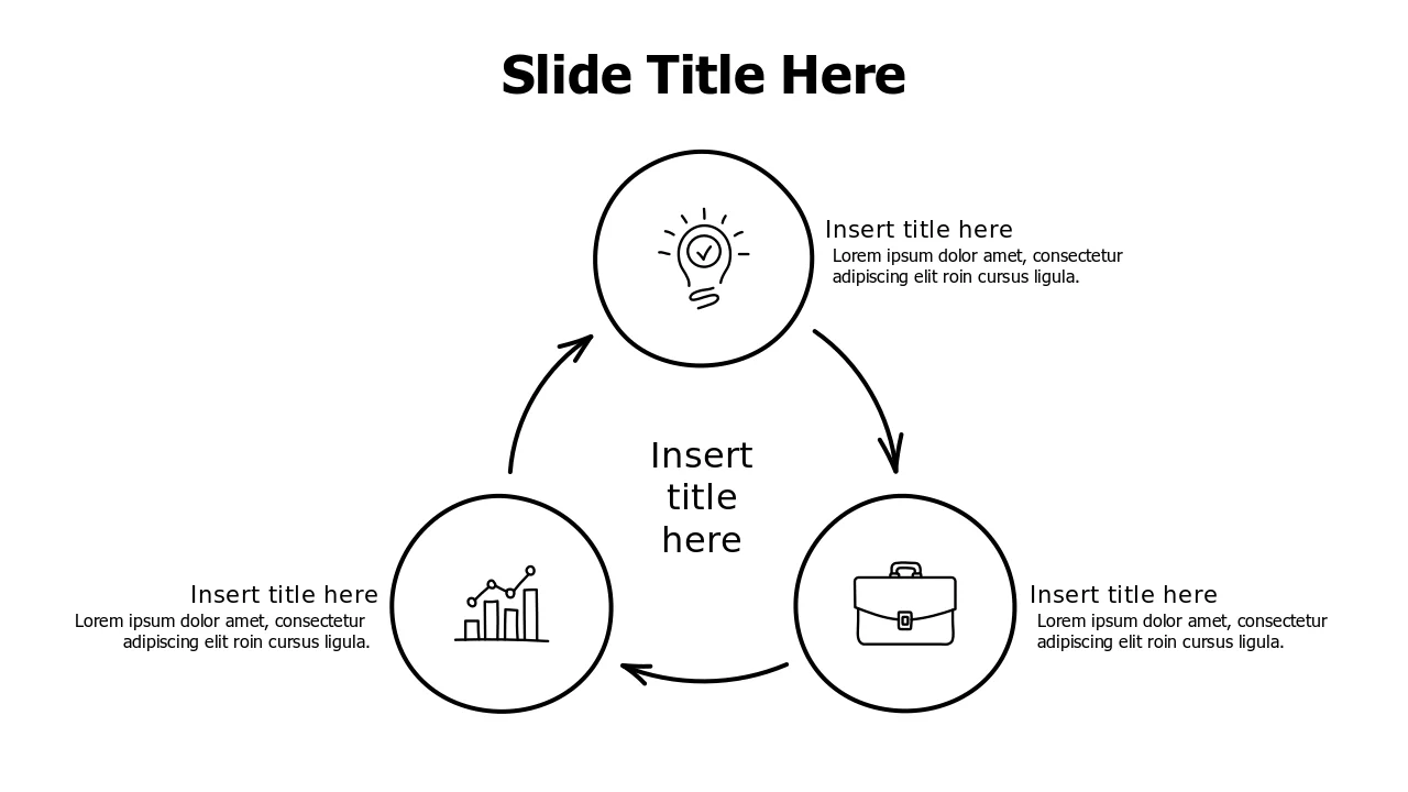Three Step Circular Process Flow Diagram 4DAC | PPT Design