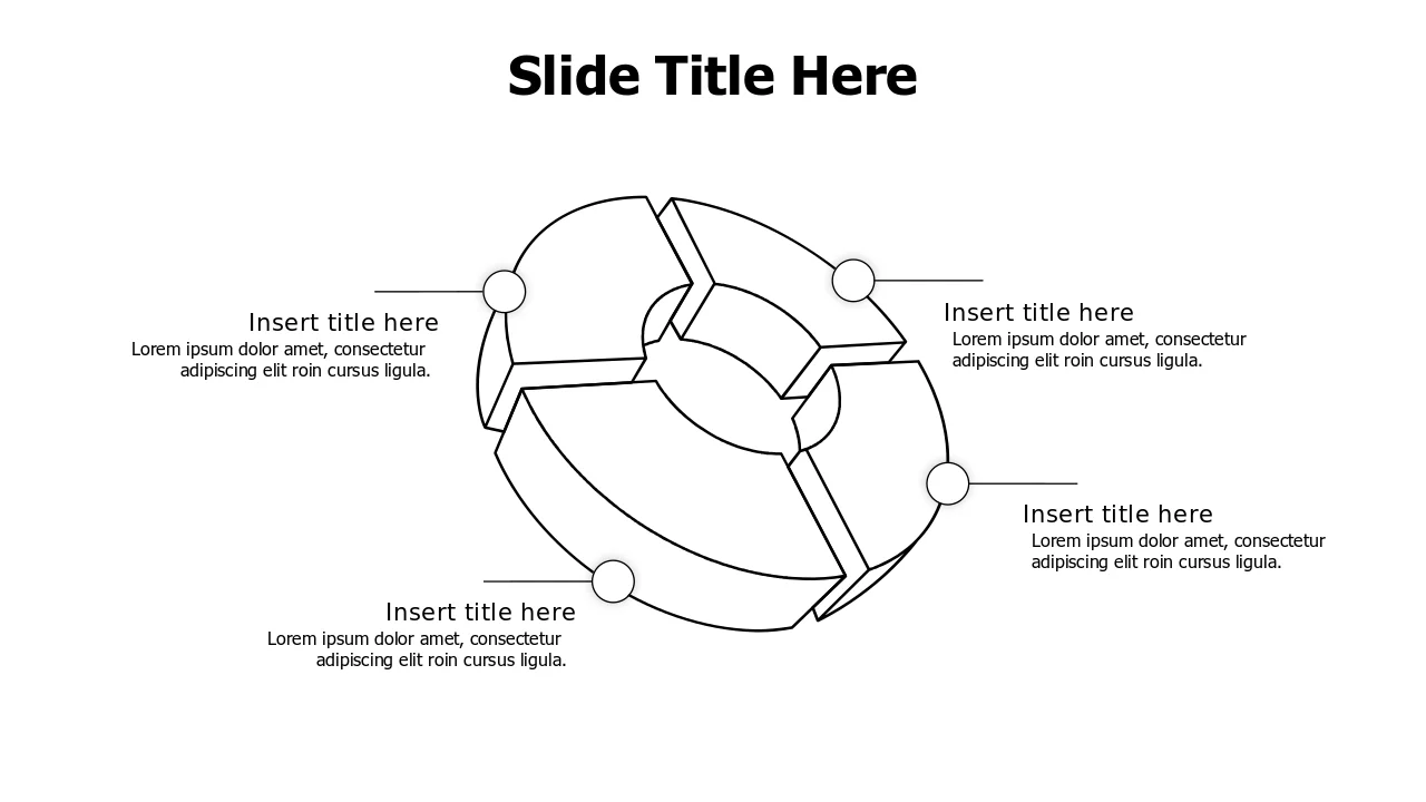 4-Section Circular Process Doodle Chart | 3D | PPT Design