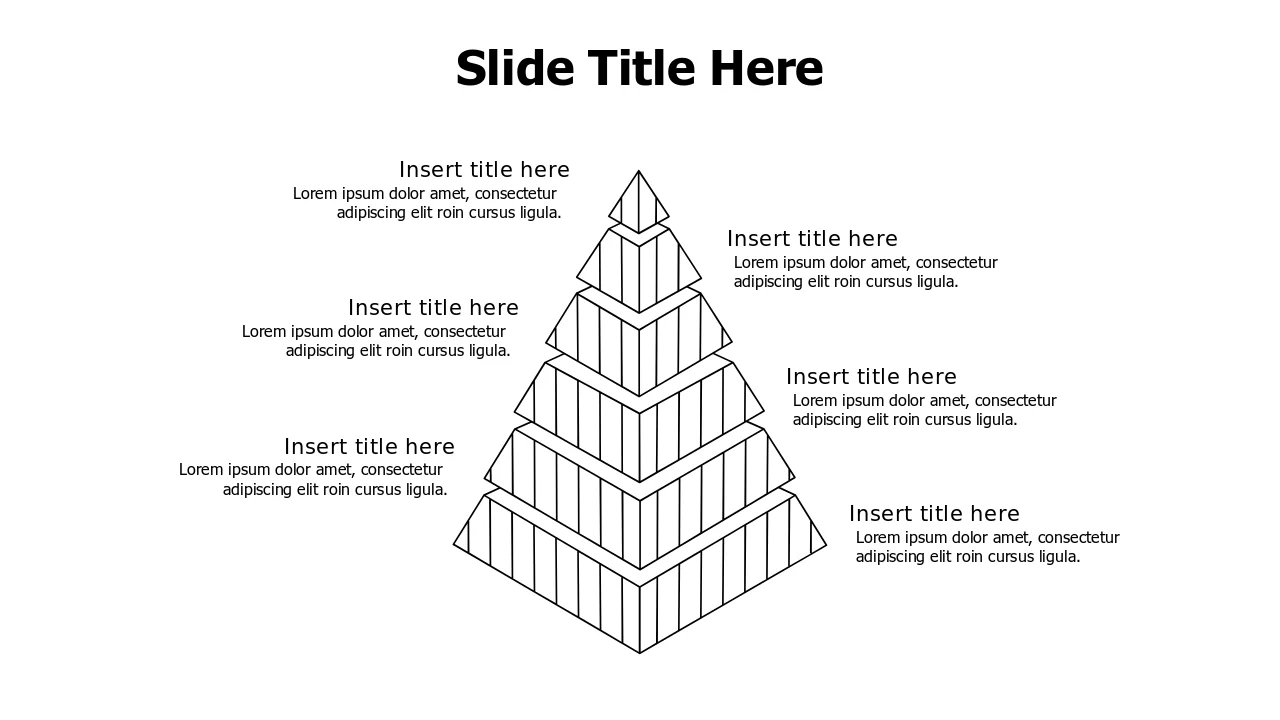 Six Level Striped Pyramid Hierarchy Template | PPT Design