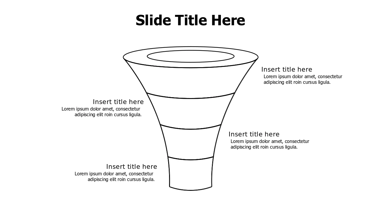 4-Stage Outline Funnel Process Diagram | Funnel | PPT Design