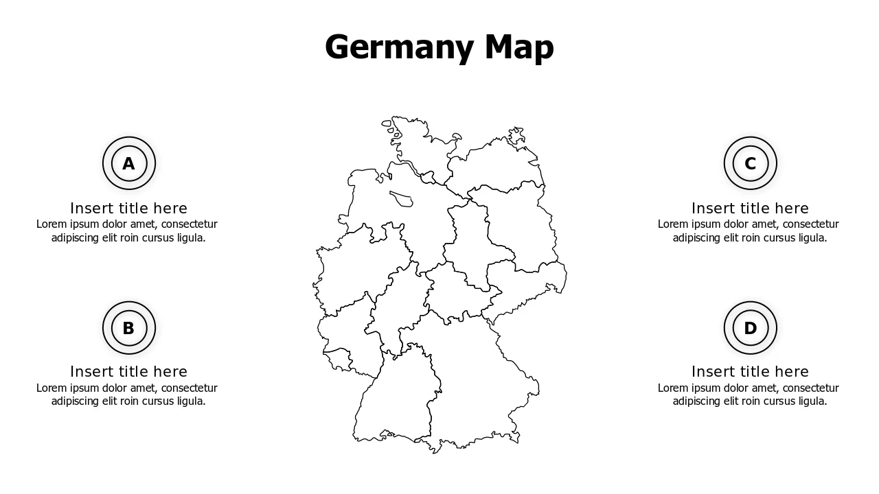 Map Germany Pointed Germany Outline Map Four Point Infographic | PPT Design