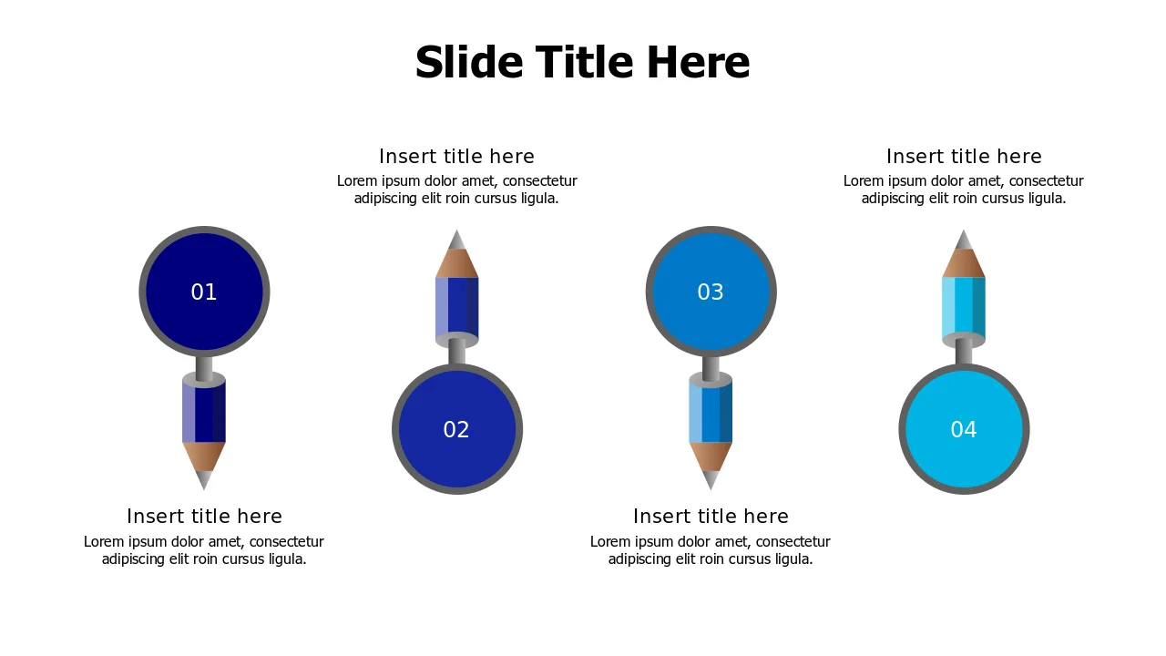 Four Step Learning Process Pencil Diagram | PPT Design