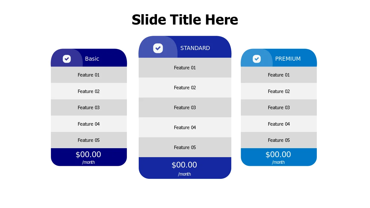 Three Tier Service Package Comparison Chart | PPT Design