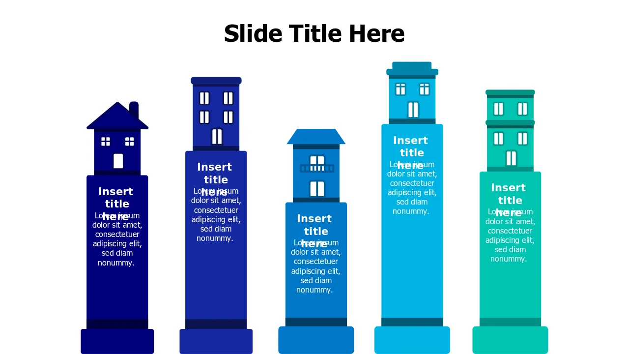 Powerpoint Tower Real Estate Portfolio Five Building Towers | PPT Design