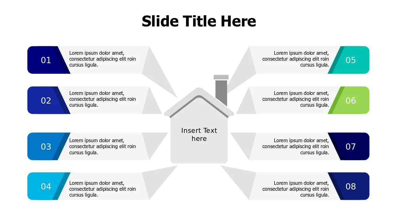 8-Point House Central Branching Layout | PPT Design
