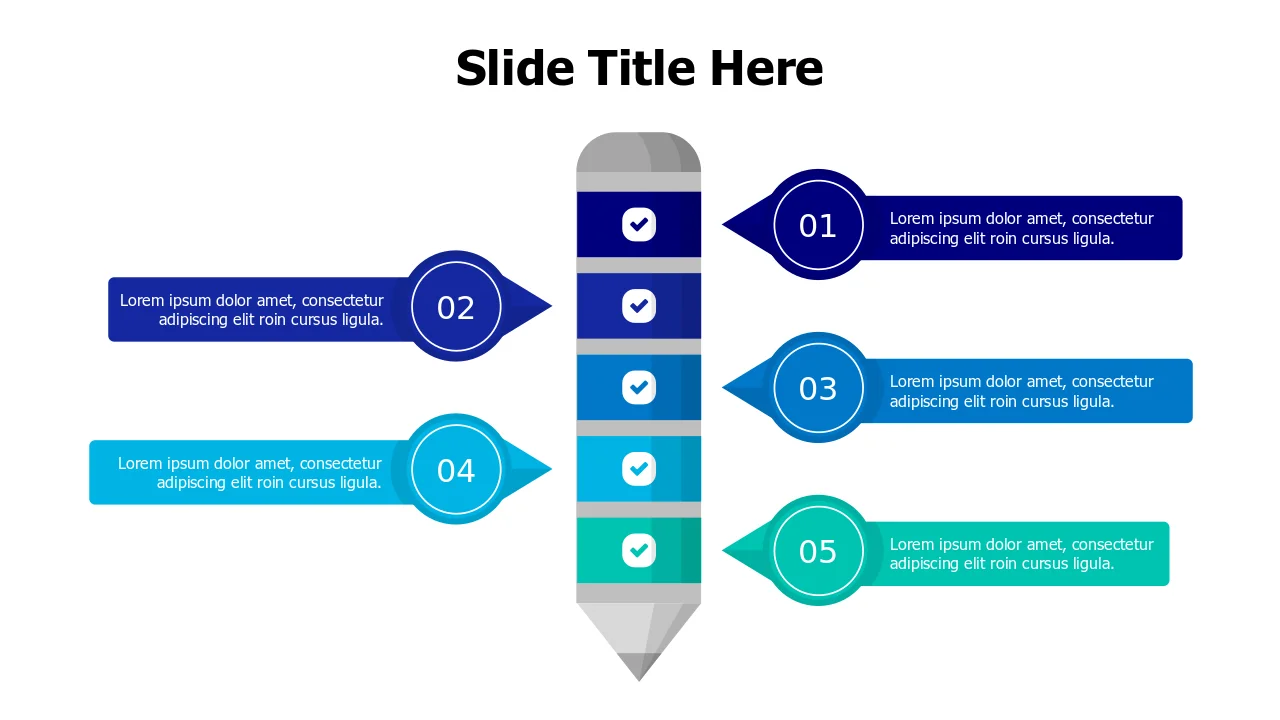 Five Step Educational Process Pencil Infographi… | PPT Design
