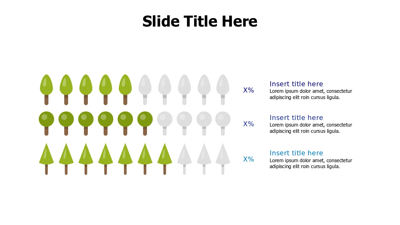 Three Level Tree Growth Progress Chart | Charts | PPT Design