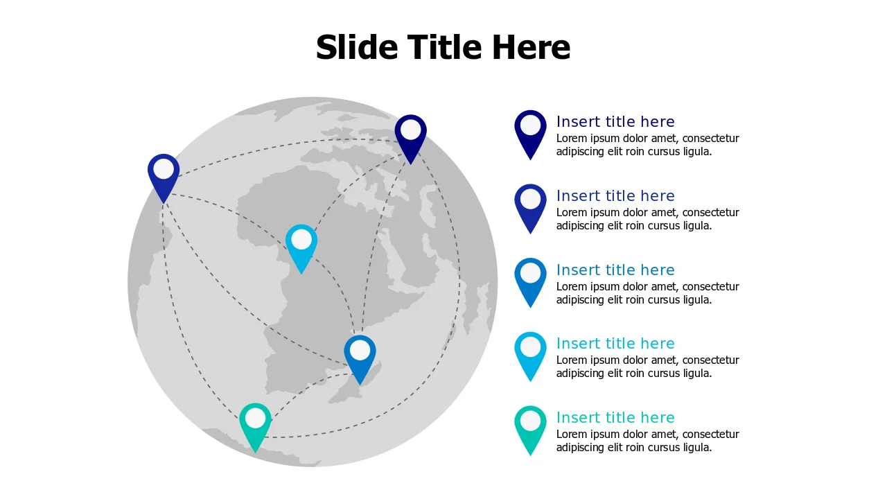 Global Location Pins World Map Layout | Maps | PPT Design